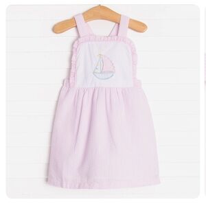 Stitchy Fish Seersucker Sails Dress Pink